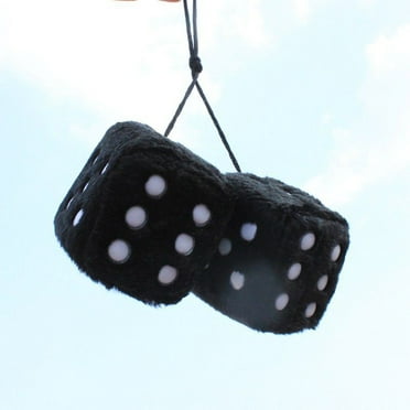BLACK  FUZZY DICE   3" INCHES HANG ON  YOUR CAR MIRROR